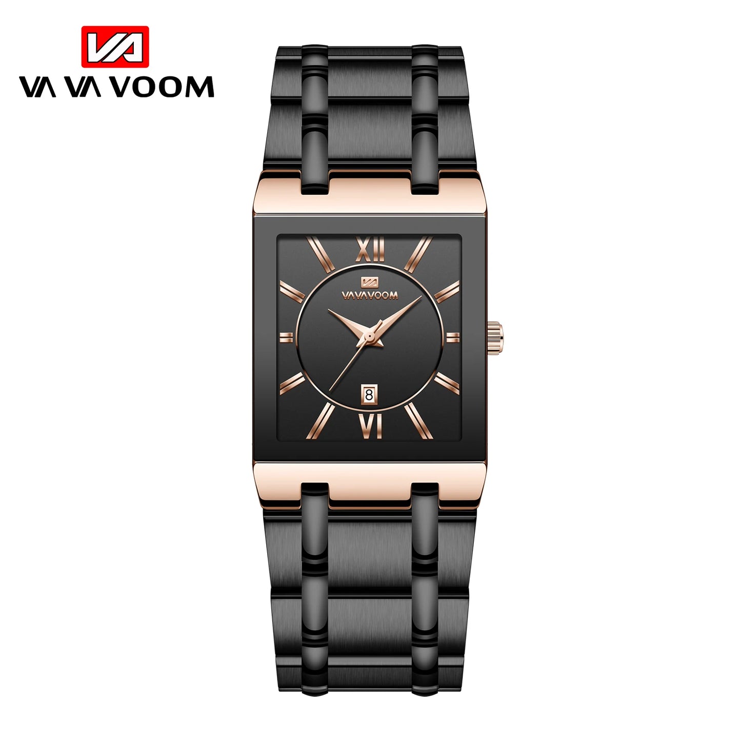 VA VA VOOM Relogio Masculino Watch Men Square Mens Watches Top Brand Luxury Golden Quartz Stainless Steel Waterproof Wrist Watch