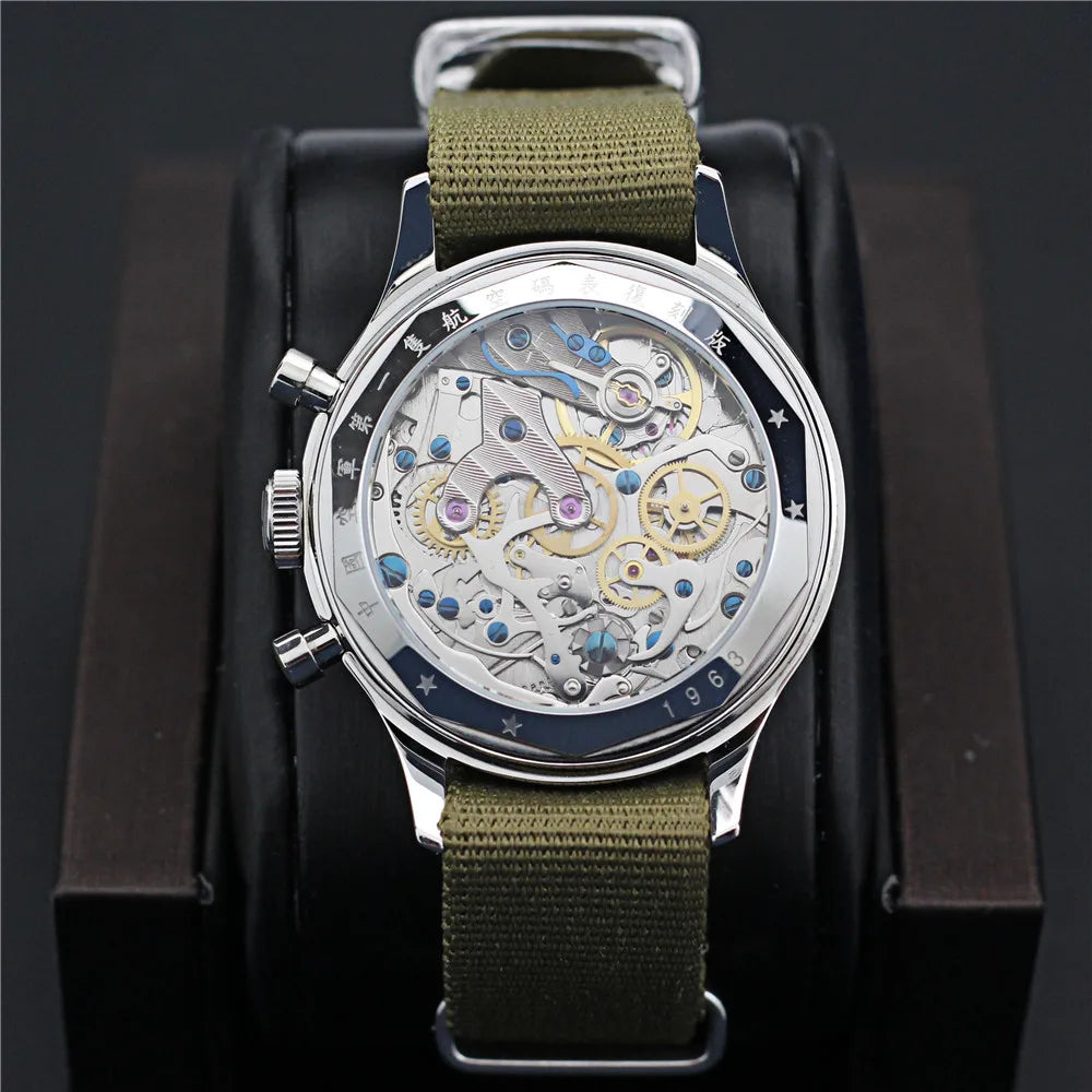 RED STAR 40mm 38mm 1963 Chronograph Men Mechanical Watches Sapphire with seagull ST1901 Movement With Gooseneck Mens Watch