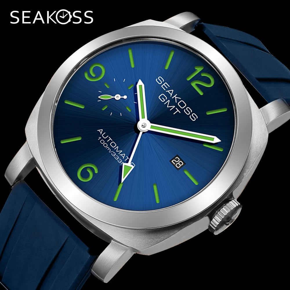 SEAKOSS GMT Diving Automatic Mechanical Watches Men 1963 ST2557 Seagull Movement 316L Super Luminous Calendar 10Bar Wristwatches