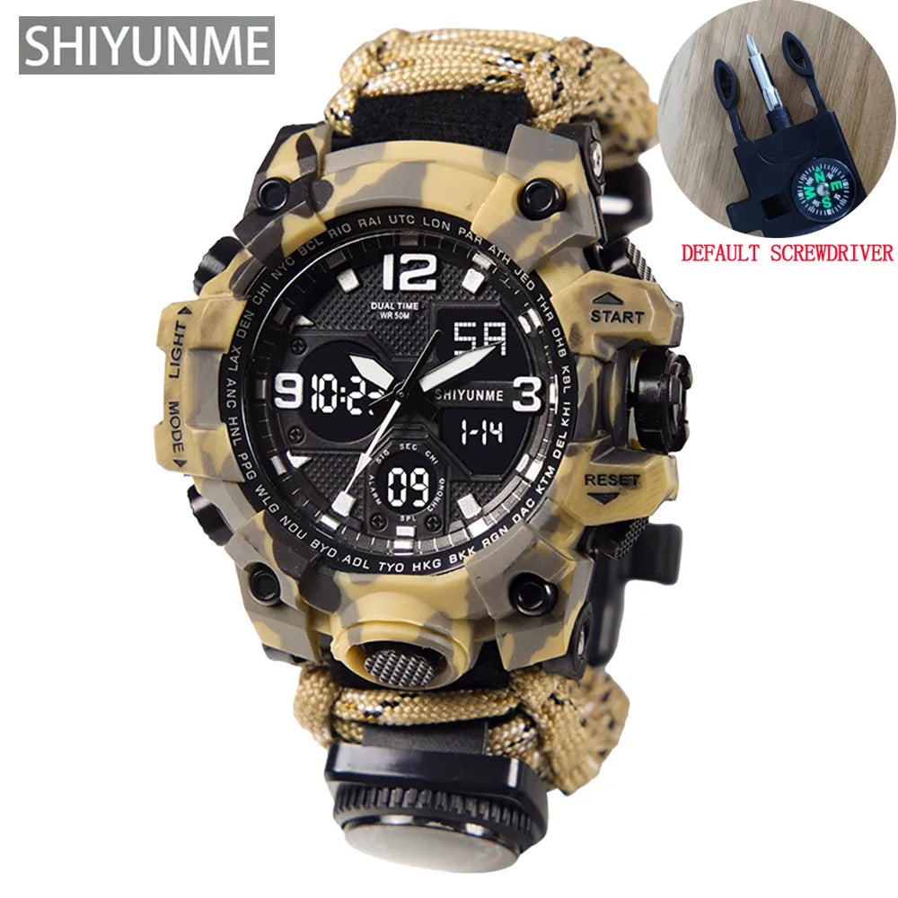 SHIYUNME G Style Military Sport Watch Men Waterproof LED Digital Watch Outdoor Camping Compass Thermometer Quartz Wristwatch