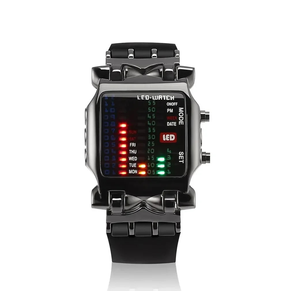 Binary Led Watch Creative Waterproof Business Electronic Watch Mens Trend Luminous Gift Sports Couple Date Time Display Watch