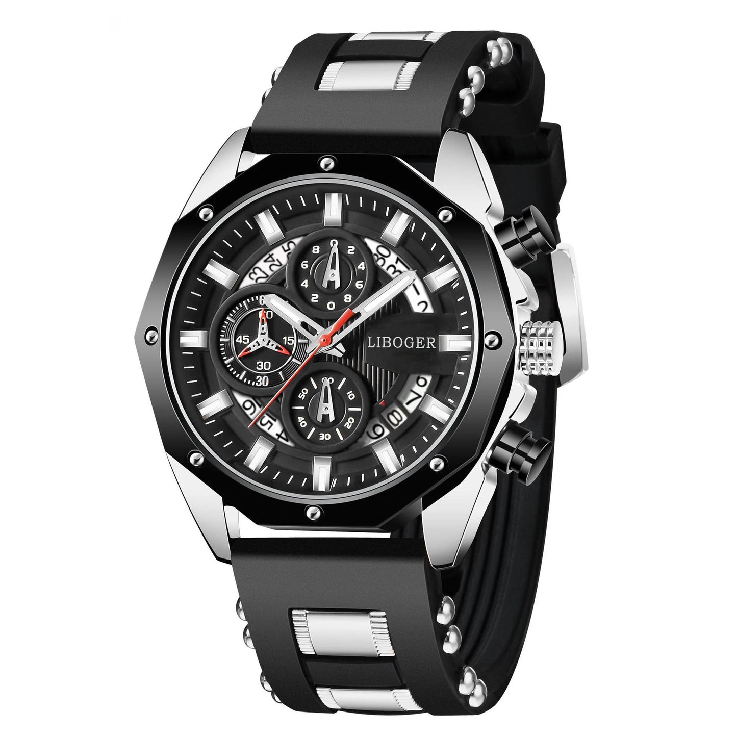 Fashion Business Men Watch Top Brand High Quality Auto Date Big Dial Silicone Strap Sports Quartz Watches For Him Gifts