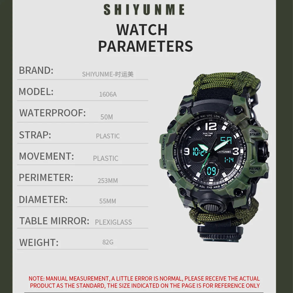 SHIYUNME G Style Military Sport Watch Men Waterproof LED Digital Watch Outdoor Camping Compass Thermometer Quartz Wristwatch