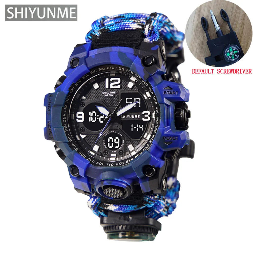 SHIYUNME G Style Military Sport Watch Men Waterproof LED Digital Watch Outdoor Camping Compass Thermometer Quartz Wristwatch