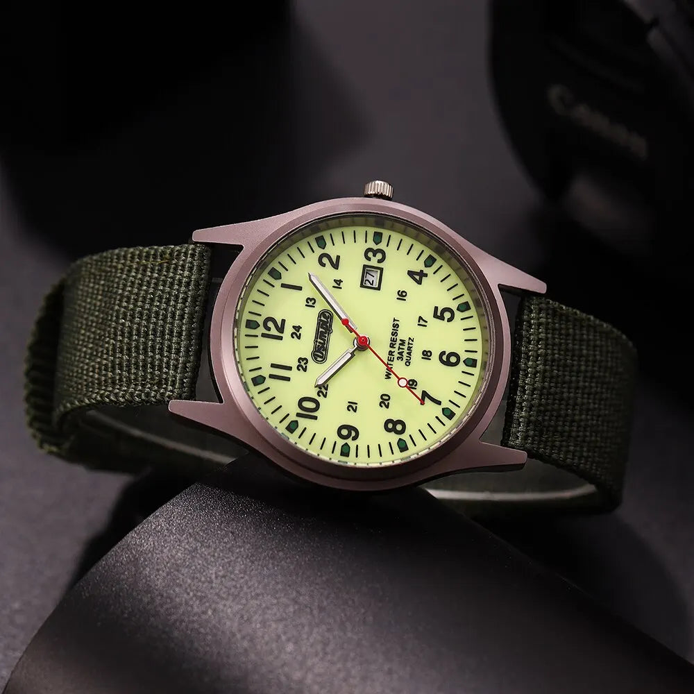 Fashion Mens Watches Luminous Hands Clock Luxury Military Sports Calendar Quartz Wristwatch Men Casual Nylon Watch Reloj Hombre