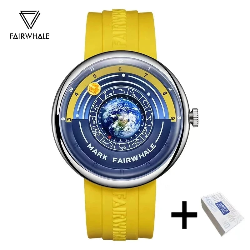 Mark Fairwhale 5700 Men's Watches Brand Silicone Strap Planet For Men Top Quartz Watch Reloj Hombre