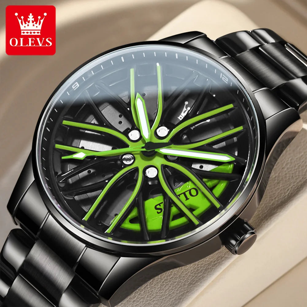 OLEVS Original Brand Men's Watches Luminous Waterproof Quartz Watch for Male Personality Stainless Steel Strap Trend Wristwatch