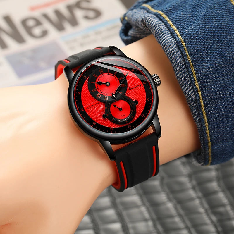 Forsining New Fashion Sport Racing Design Red Men's Watches Top Brand Luxury Male Automatic Mechanical Wristwatches Reloj Hombre