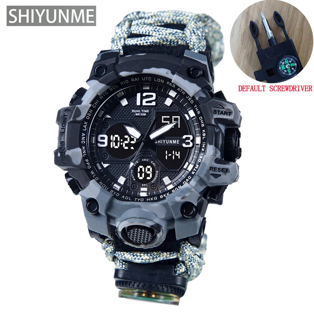 SHIYUNME G Style Military Sport Watch Men Waterproof LED Digital Watch Outdoor Camping Compass Thermometer Quartz Wristwatch