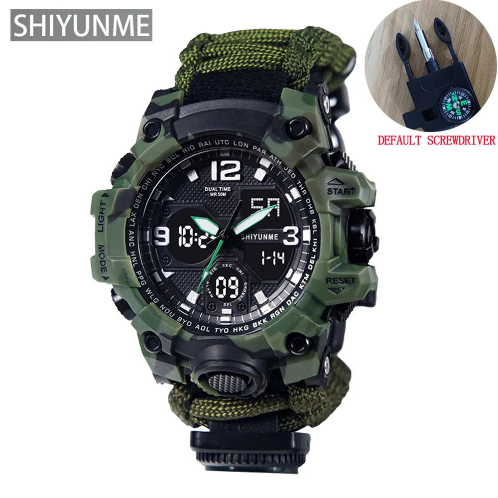 SHIYUNME G Style Military Sport Watch Men Waterproof LED Digital Watch Outdoor Camping Compass Thermometer Quartz Wristwatch