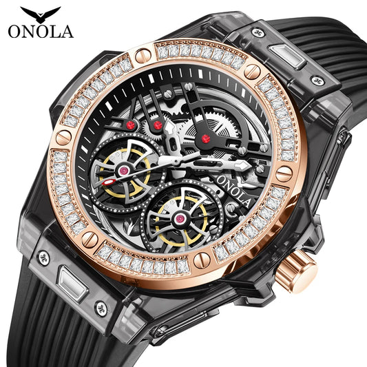 Fashion Diamond Fully Automatic Men's Watch ONOLA High Quality Hollow Tape Men's and Women's Watch Clocks