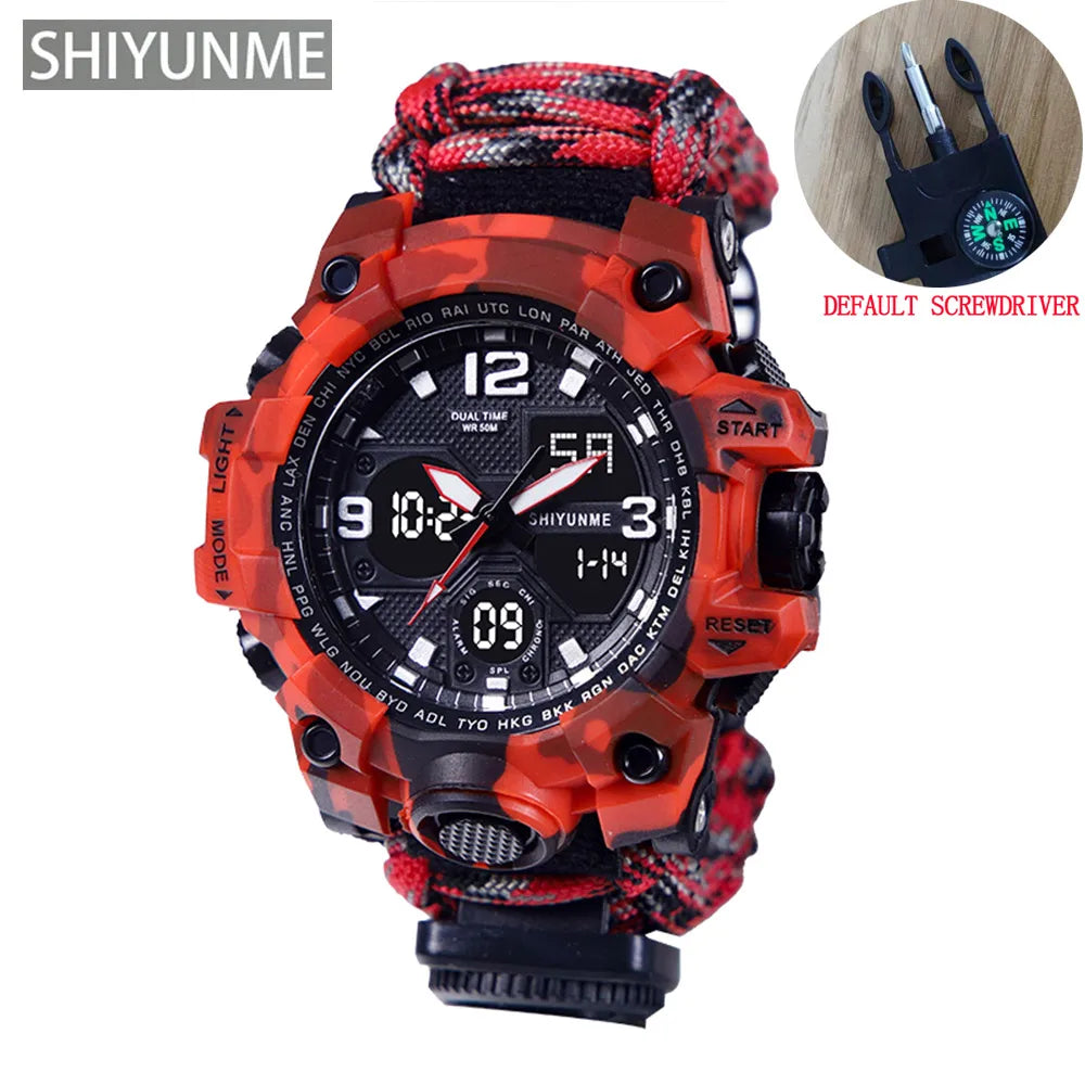 SHIYUNME G Style Military Sport Watch Men Waterproof LED Digital Watch Outdoor Camping Compass Thermometer Quartz Wristwatch