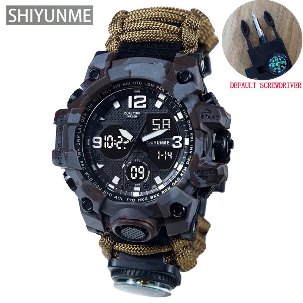 SHIYUNME G Style Military Sport Watch Men Waterproof LED Digital Watch Outdoor Camping Compass Thermometer Quartz Wristwatch