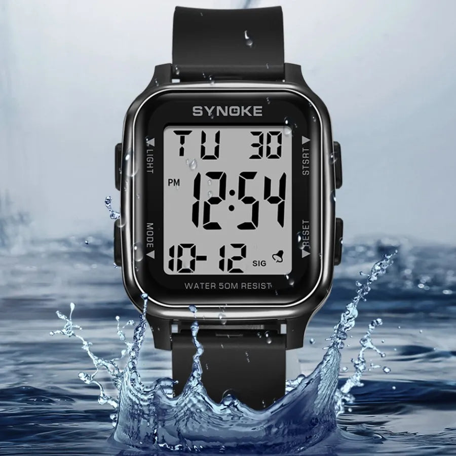 SYNOKE Men Digital Watch Sports Watches Timing Function Alarm Clock Waterproof 50M Digital Watch Military Clock Large Screen