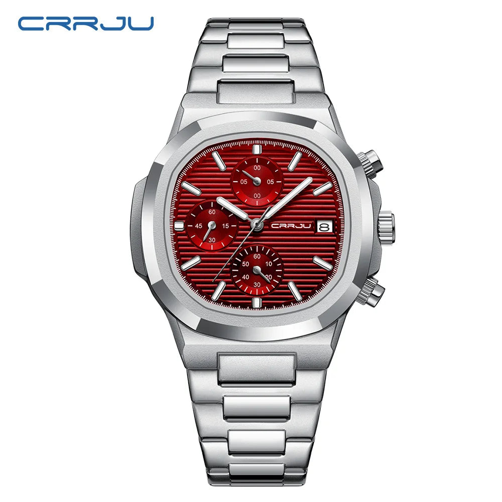 CRRJU Luxury Man Watch Business Waterproof Male Clock Luminous Date Stainless Steel Square Quartz Men Watch reloj hombre 2024