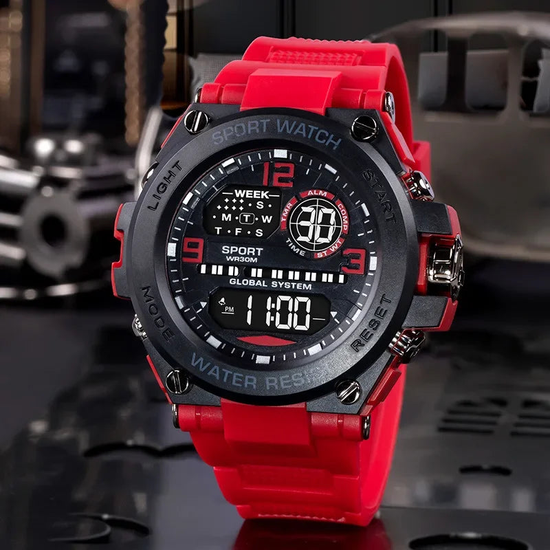 MAYZHISU Luxury Electronic Watch for Man Black Screen Outdoor Men's Sports Watches Stopwatch Waterproof Kids LED Digtial Clock