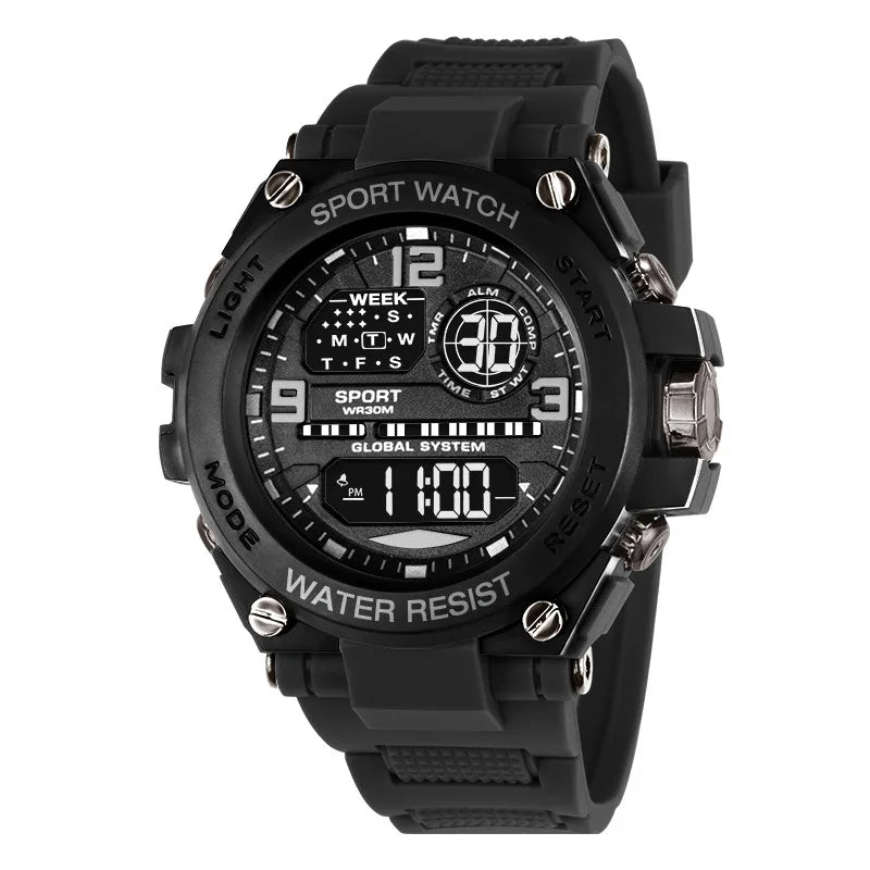 MAYZHISU Luxury Electronic Watch for Man Black Screen Outdoor Men's Sports Watches Stopwatch Waterproof Kids LED Digtial Clock